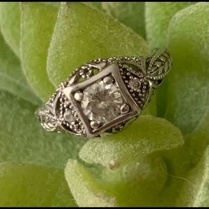 Sterling Silver Round Stone Ring